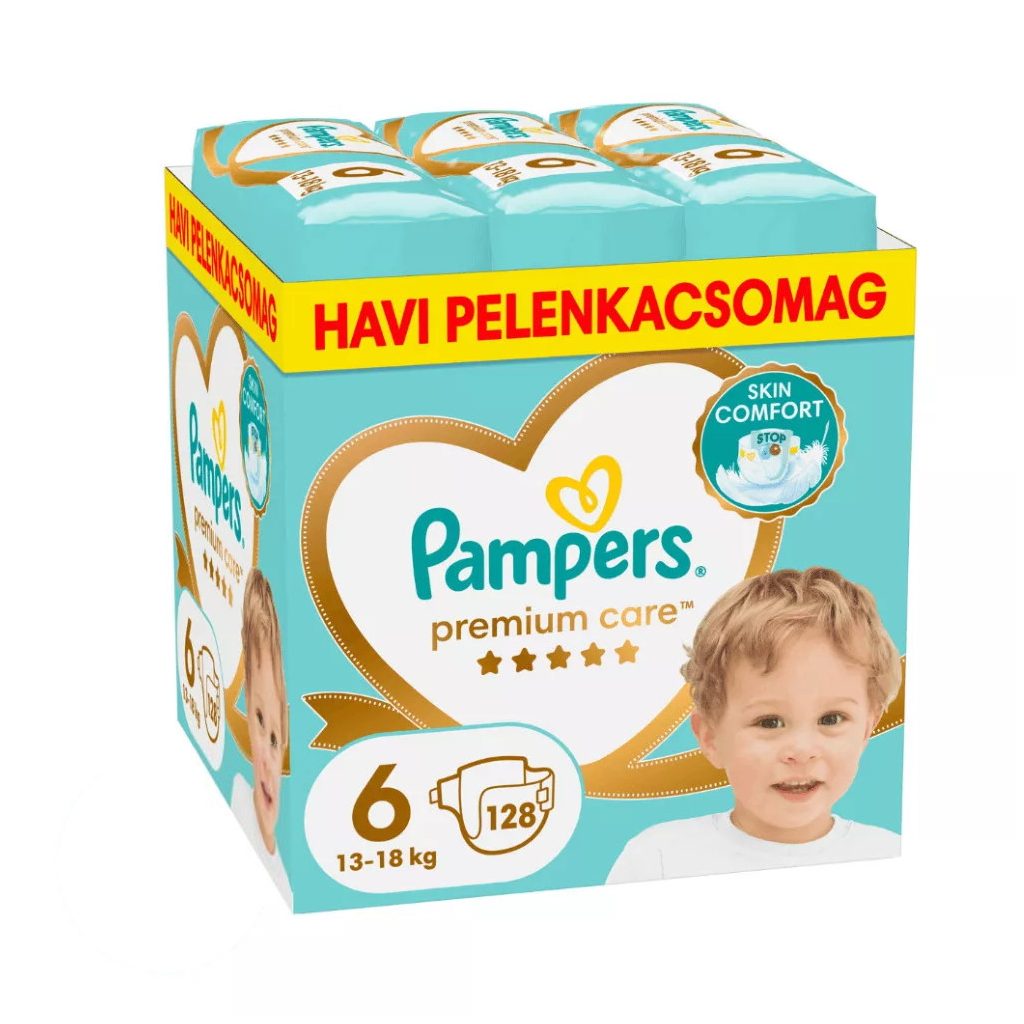 Pampers Premium Care pelenka 6, 13-18 kg, HAVI PELENKACSOMAG 128 db
