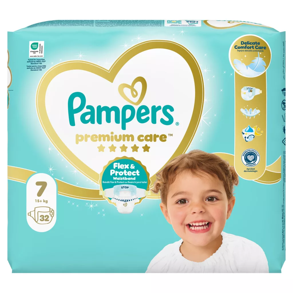 Pampers Premium Care pelenka 7, 15+ kg, 32 db