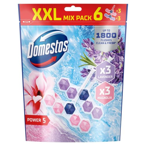 Domestos Power5 WC frissítő blokk mix, Magnolia / Lavender (6x50 g)