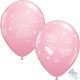 Rózsaszín Baby Girl Macis lufi, babaszületésre - 28 cm (6db)