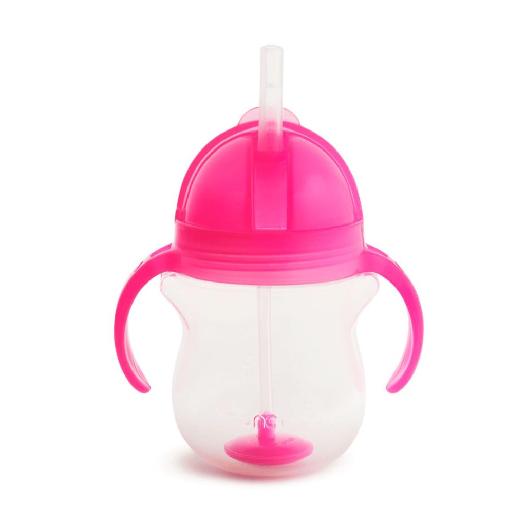 Munchkin Any angle súlyozott szívószálas itatópohár, 207 ml (rózsaszín)