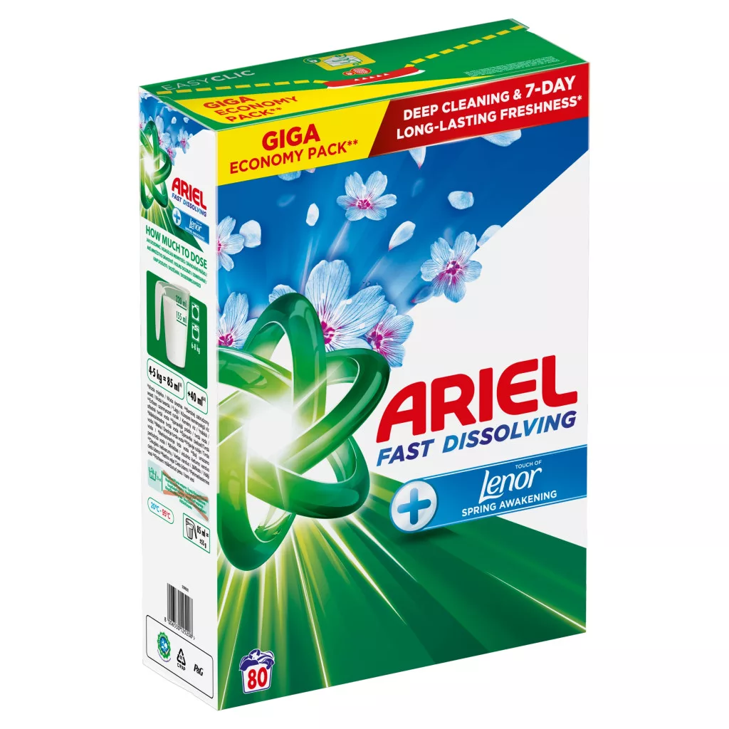 Ariel Touch Of Lenor Spring Awakening Mosópor 4,4 kg (80 mosáshoz)