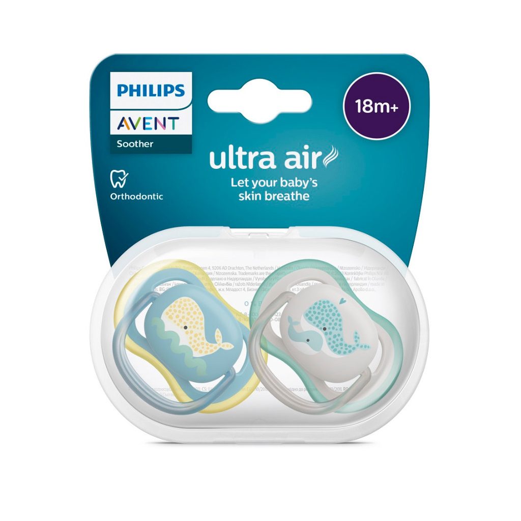 Philips AVENT SCF349/24 Ultra air játszócumi mintás 18hó+, 2 db (bálna)
