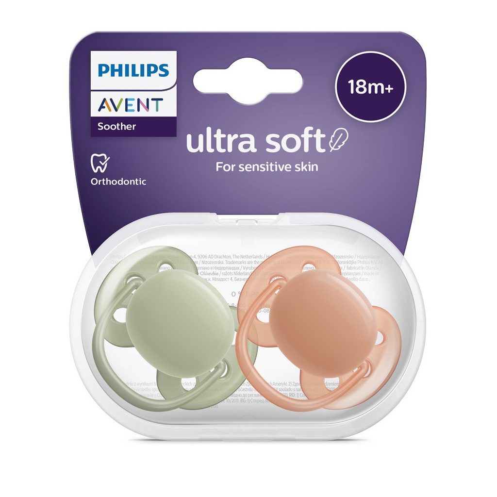 Philips Avent SCF093/01 Játszócumi Ultrasoft Premium neutral 18hó+ 2 db (zöld -narancs)
