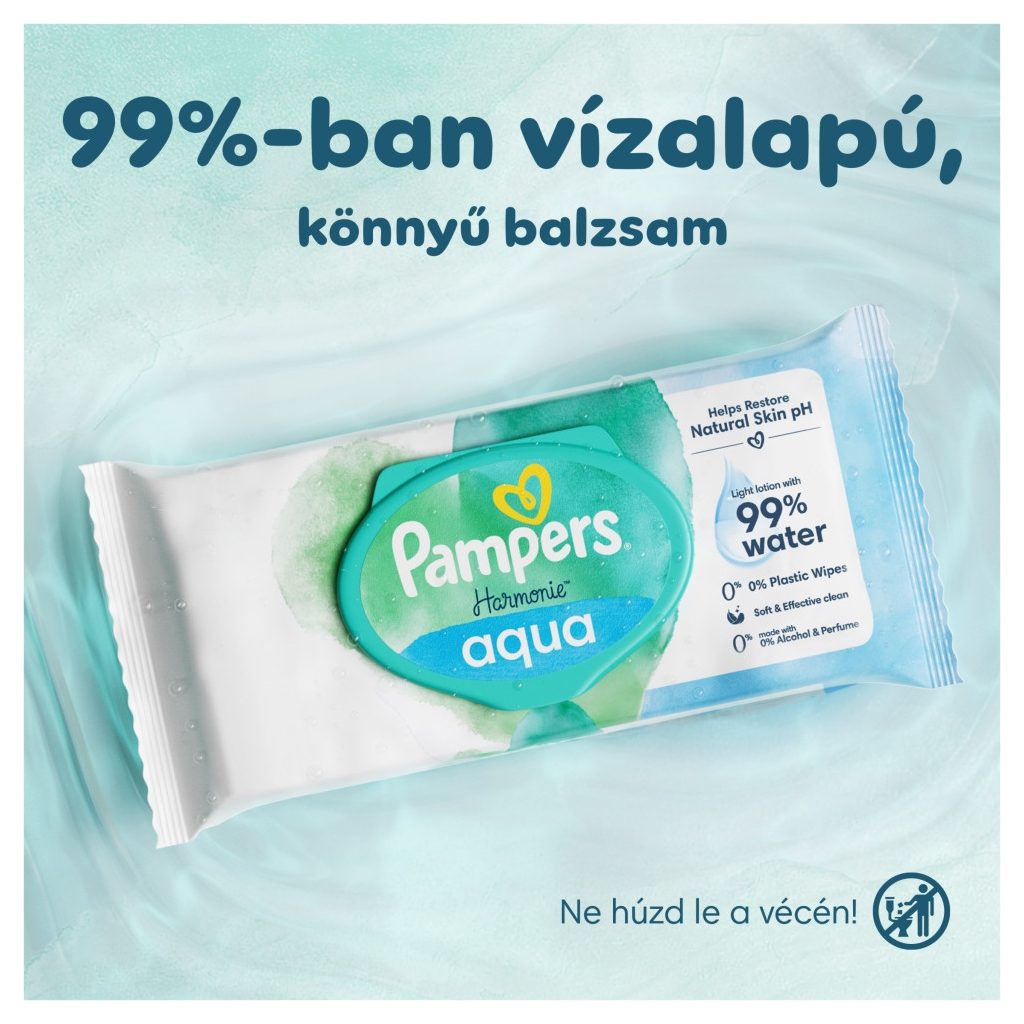 Pampers Harmonie Aqua Plastic Free műanyagmentes nedves törlőkendő (6x48 db)