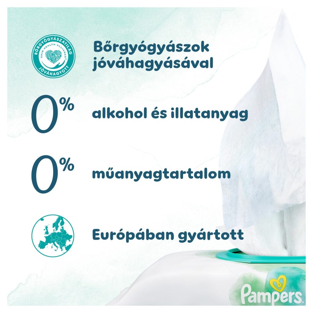 Pampers Harmonie Aqua Plastic Free műanyagmentes nedves törlőkendő (6x48 db)