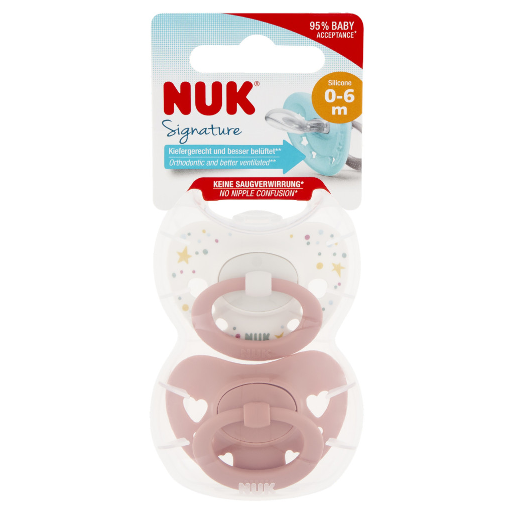 NUK Signature szilikon cumi 0-6hó 2 db (lány)