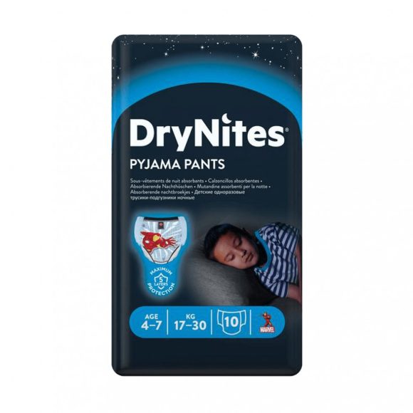 Huggies Drynites éjszakai pelenka, 4-7 éves korú fiúnak, 17-30 kg, 10 db