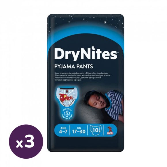 Huggies Drynites éjszakai pelenka, 4-7 éves korú fiúnak, 17-30 kg, 3x10 db
