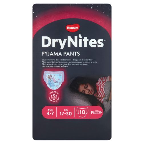 Huggies Drynites éjszakai pelenka, 4-7 éves korú lánynak, 17-30 kg, 10 db