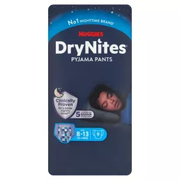  Huggies Drynites éjszakai pelenka, 8-13 éves korú fiúnak, 30-48 kg, 9 db