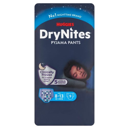 Huggies Drynites éjszakai pelenka, 8-13 éves korú fiúnak, 30-48 kg, 9 db