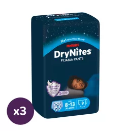   Huggies Drynites éjszakai pelenka, 8-13 éves korú fiúnak, 30-48 kg, 3x9 db