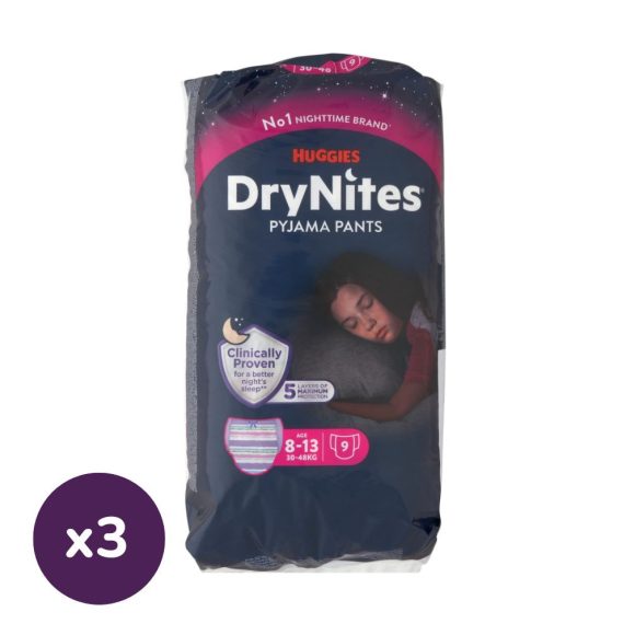 Huggies Drynites éjszakai pelenka, 8-15 éves korú lánynak, 27-57 kg, 3x9 db