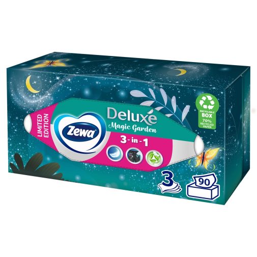 Zewa Deluxe Magic Garden dobozos illatmentes papír zsebkendő 3 rétegű (90 db)