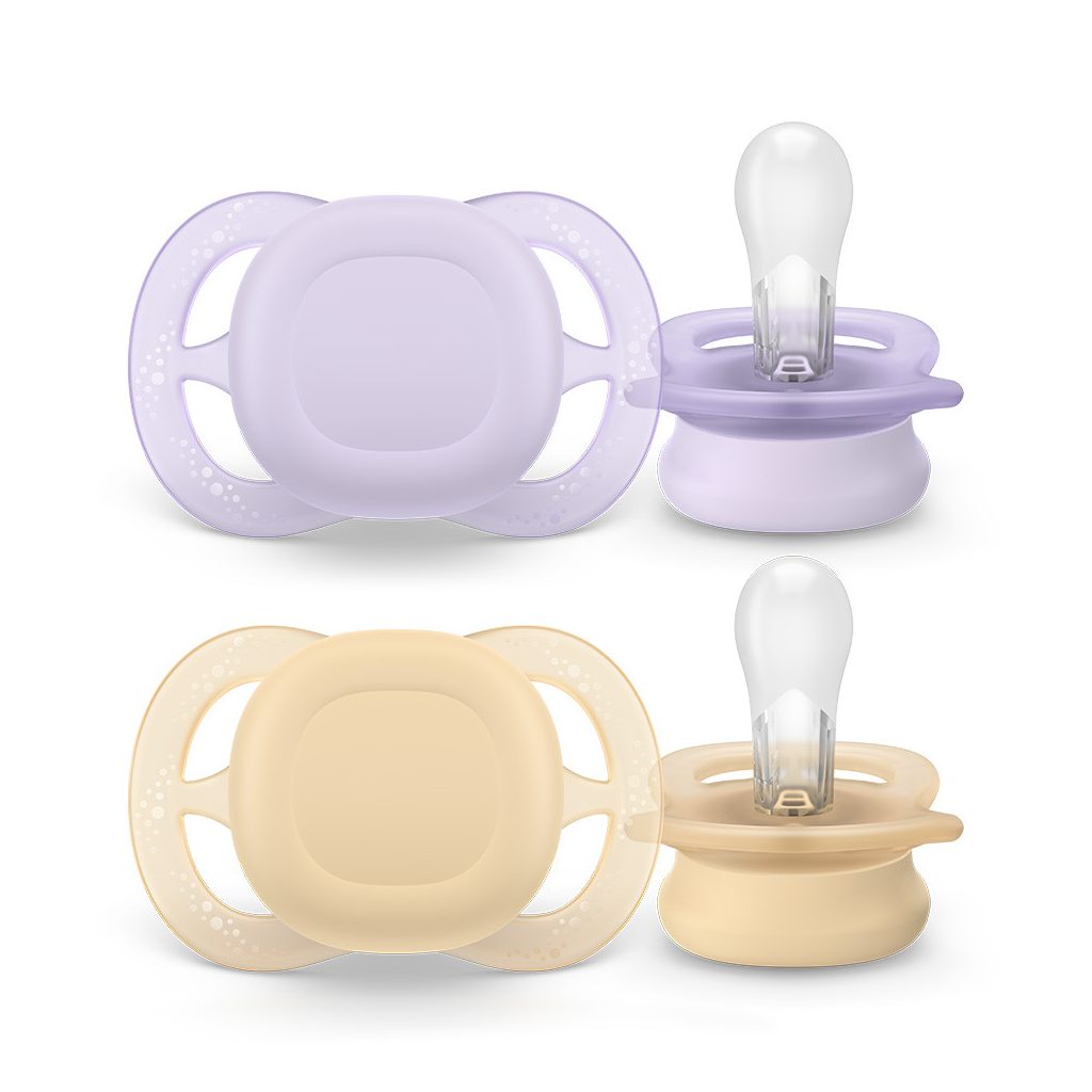 Philips Avent SCF075/01 Játszócumi ultra start neutral 0-2hó lányos 2 db (lila-sárga)