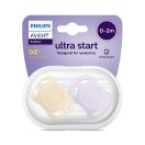 Philips Avent SCF075/01 Játszócumi ultra start neutral 0-2hó lányos 2 db (lila-sárga)