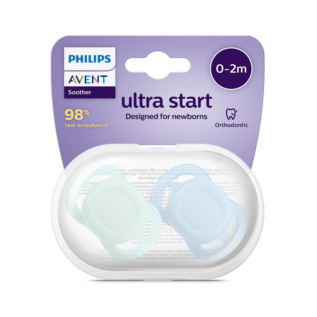 Philips Avent SCF075/02 Játszócumi ultra start neutral 0-2hó fiús 2 db (kék-zöld)