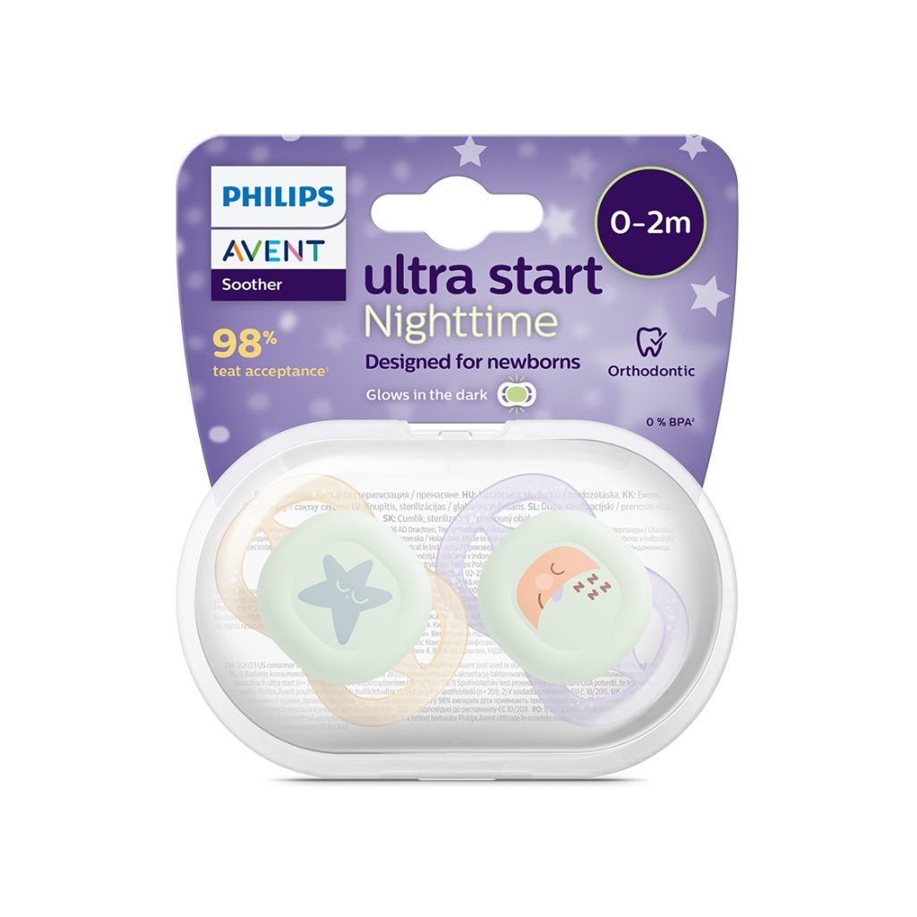 Philips AVENT SCF075/07 Ultra start játszócumi éjszakai 0-2hó, lányos (2 db)
