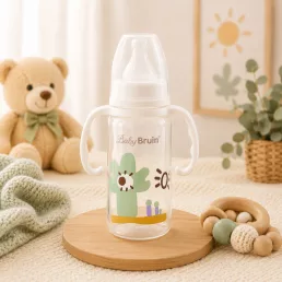 BabyBruin fogantyús cumisüveg, 240 ml (fehér)