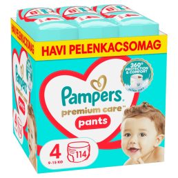  Pampers Premium Care Pants bugyipelenka 4, 9-15 kg, HAVI PELENKACSOMAG 114 db