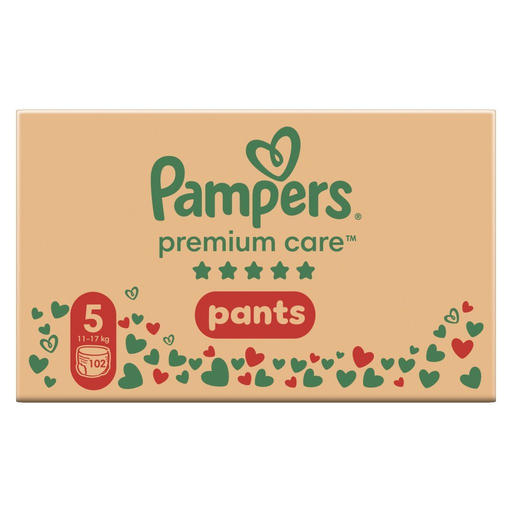 Pampers Premium Care Pants bugyipelenka 5, 11-17 kg, HAVI PELENKACSOMAG 102 db