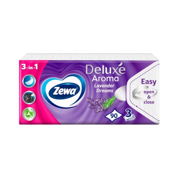 Zewa Deluxe Lavender Dreams 3 rétegű papírzsebkendő (90 db)