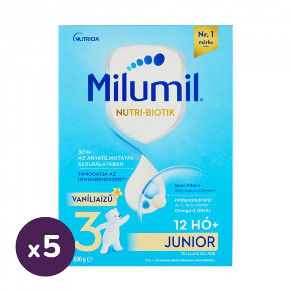Milumil 3 Junior vanília ízű gyerekital 12 hó+ (5x600 g)