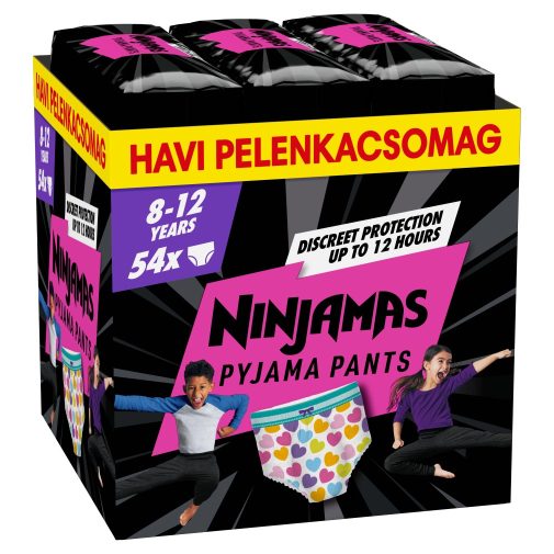 Pampers Ninjamas Pyjama Pants éjszakai bugyipelenka szívecskés 8-12, 27-43 kg, 54 db