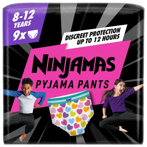 Pampers Ninjamas Pyjama Pants éjszakai bugyipelenka szívecskés 8-12, 27-43 kg, 9 db