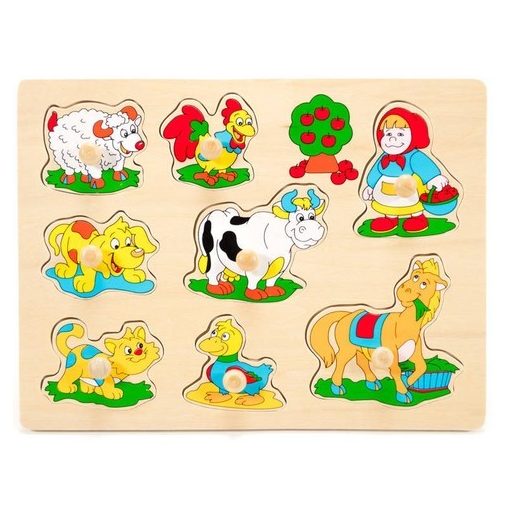 Fa fogantyús puzzle - bárányos