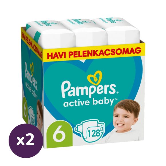 INGYENES SZÁLLÍTÁS - Pampers Active Baby pelenka, Junior 6, 13-18 kg, 1+1, 256 db