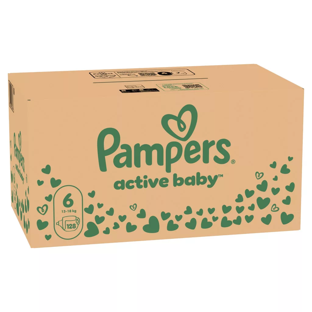 Pampers Active Baby pelenka, Junior 6, 13-18 kg, HAVI PELENKACSOMAG 128 db