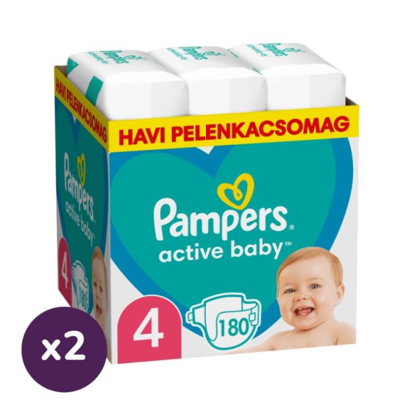 INGYENES SZÁLLÍTÁS - Pampers Active Baby pelenka, Maxi 4, 9-14 kg, 1+1, 360 db
