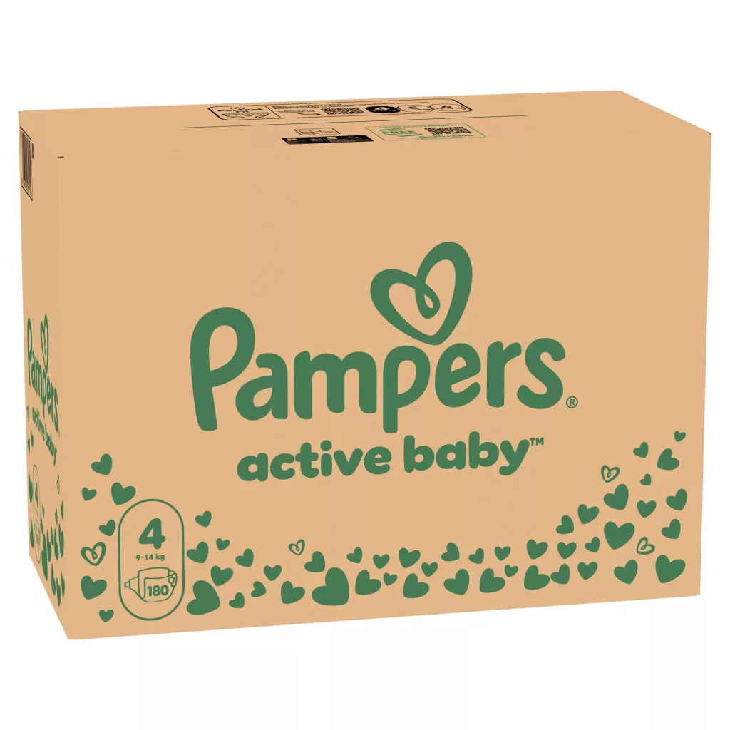Pampers Active Baby pelenka, Maxi 4, 9-14 kg, HAVI PELENKACSOMAG 180 db