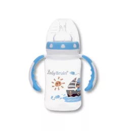 BabyBruin szélesnyakú cumisüveg fogóval, 240 ml (fiús)