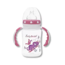   BabyBruin szélesnyakú cumisüveg fogóval, 240 ml (lányos)