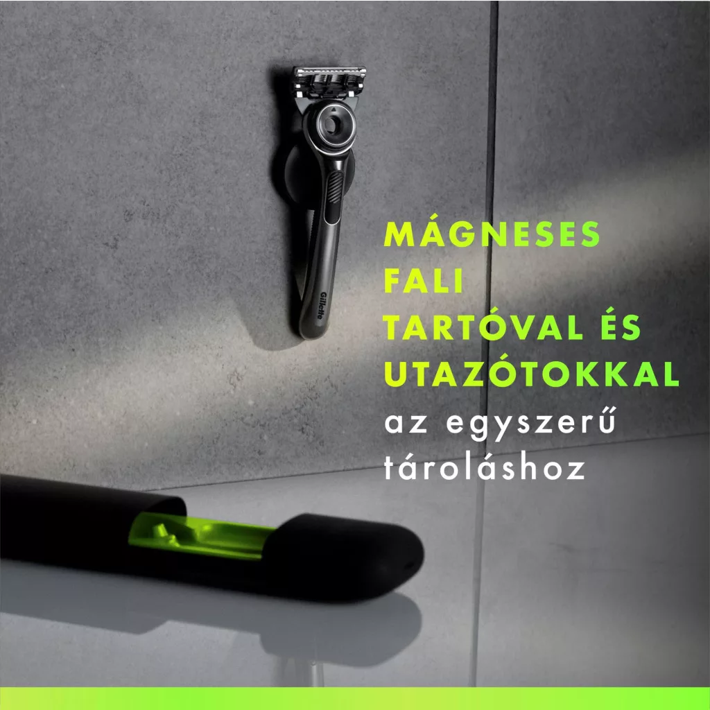 Gillette Labs borotva bőrradírral 5 db borotvabetéttel, fali tartóval és utazótokkal + AJÁNDÉK Kulacs