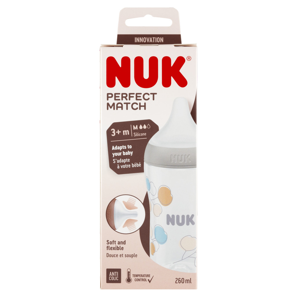 NUK Perfect Match cumisüveg hőmérővel 260ml (léggömb)