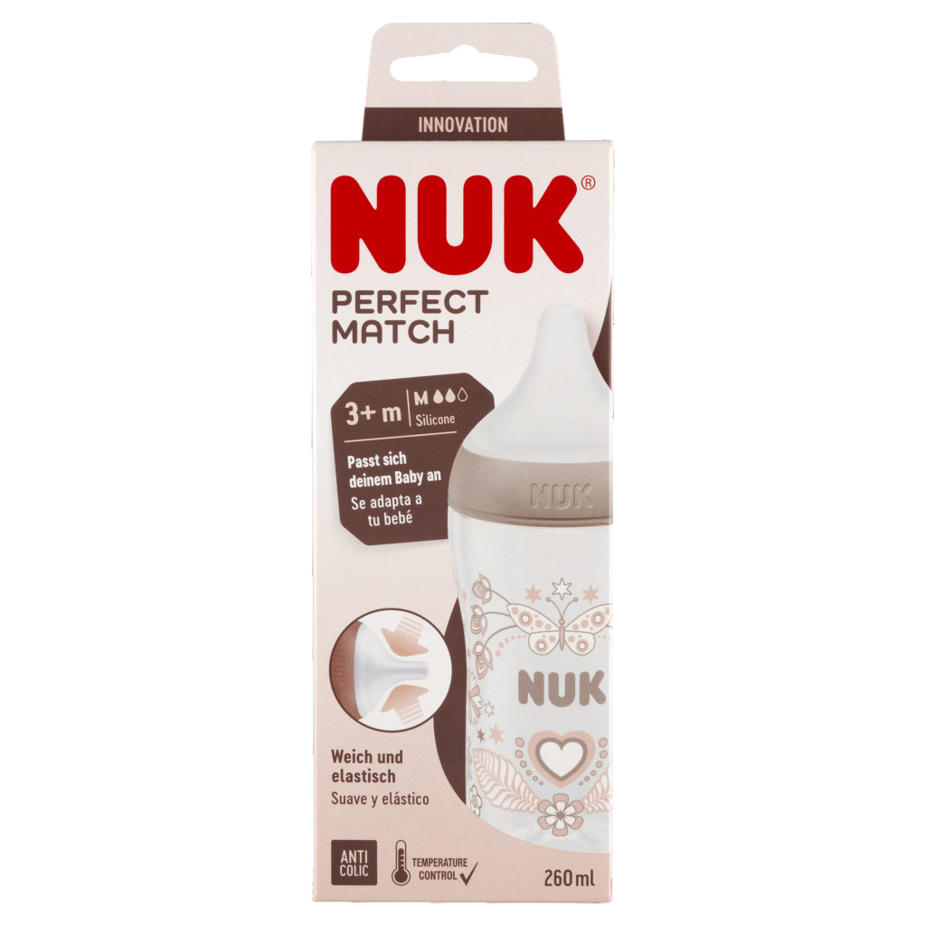 NUK Perfect Match cumisüveg hőmérővel 260ml (szív)