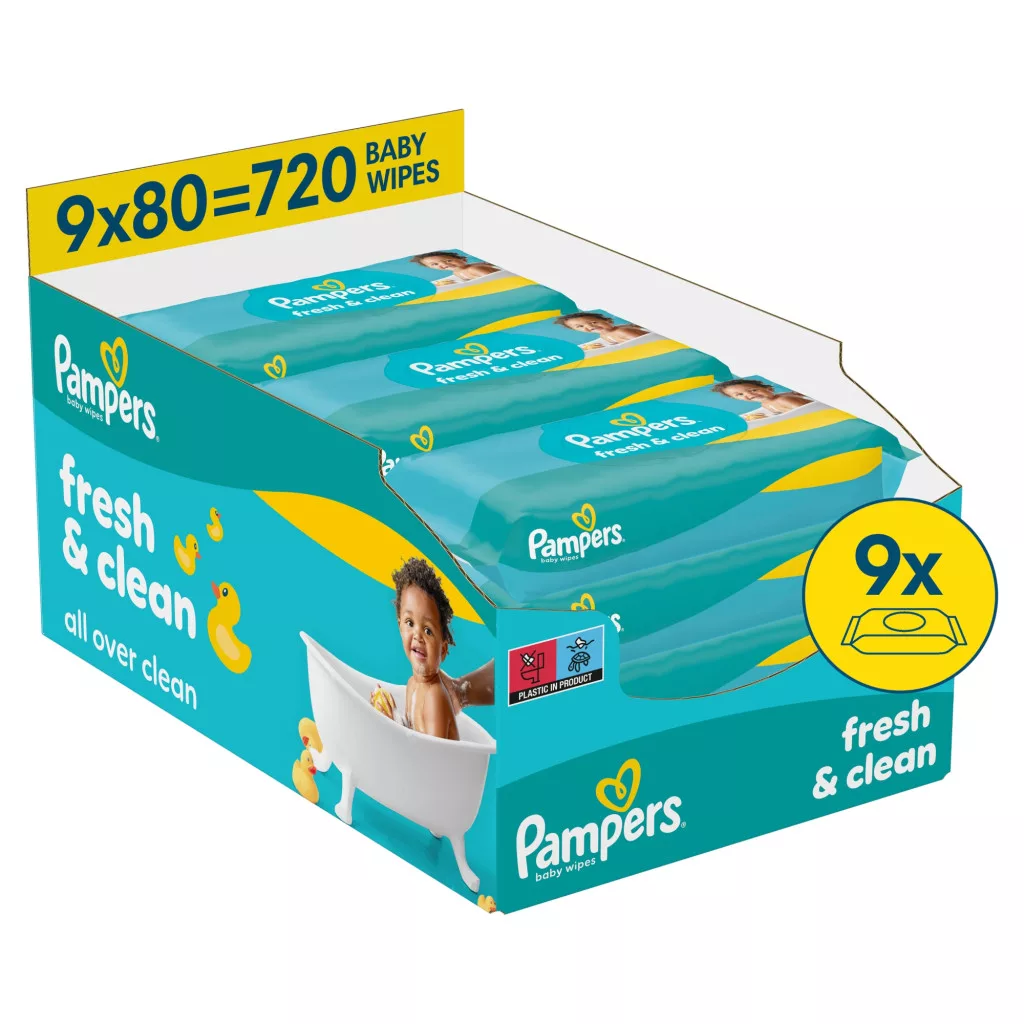 Pampers Fresh Clean nedves törlőkendő XXL 9x80 db