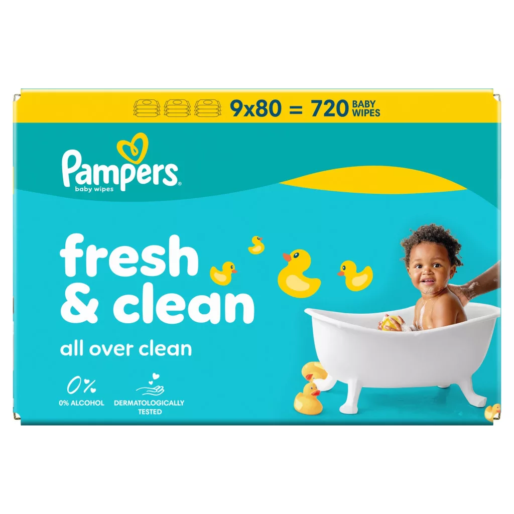 Pampers Fresh Clean nedves törlőkendő XXL 9x80 db