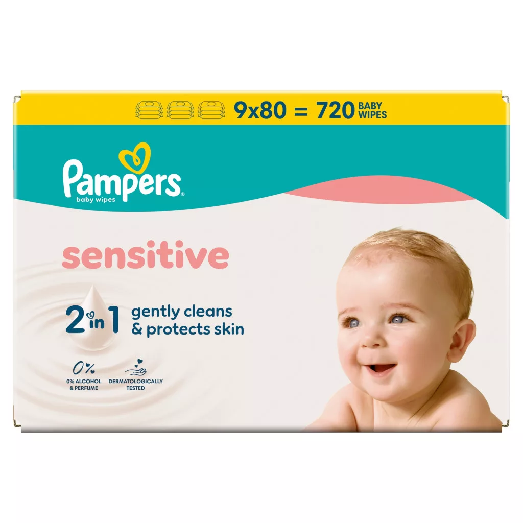 Pampers Sensitive nedves törlőkendő XXL 9x80 db