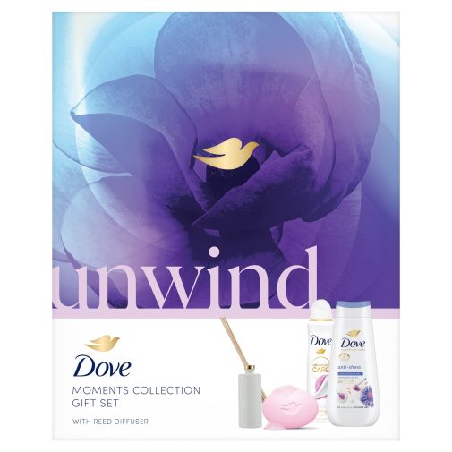Dove Unwind tusfürdő, dezodor és szappan ajándékcsomag pálcikás illatosítóval