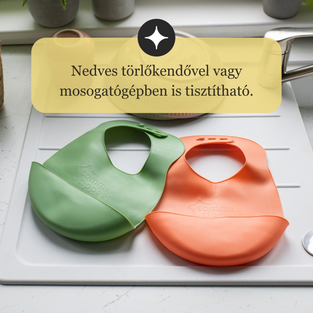 Tommee Tippee mosogatógépben mosható műanyag előke 6 hó+