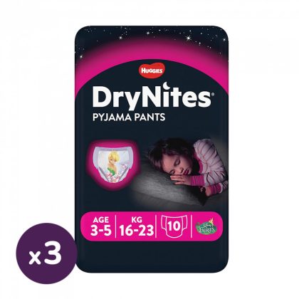 Huggies Drynites éjszakai pelenka, 3-5 éves korú lánynak, 16-23 kg, 3x10 db