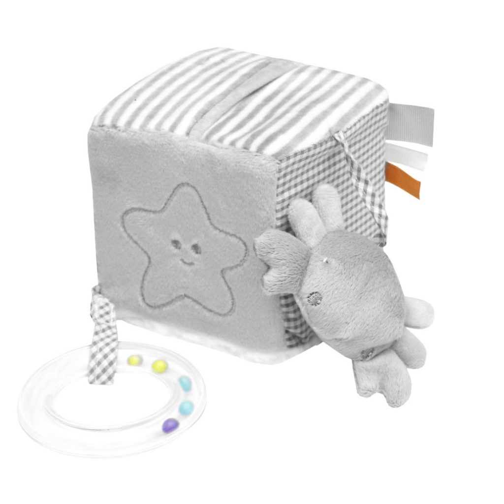 BabyBruin puha készségfejlesztő bébikocka (szürke)