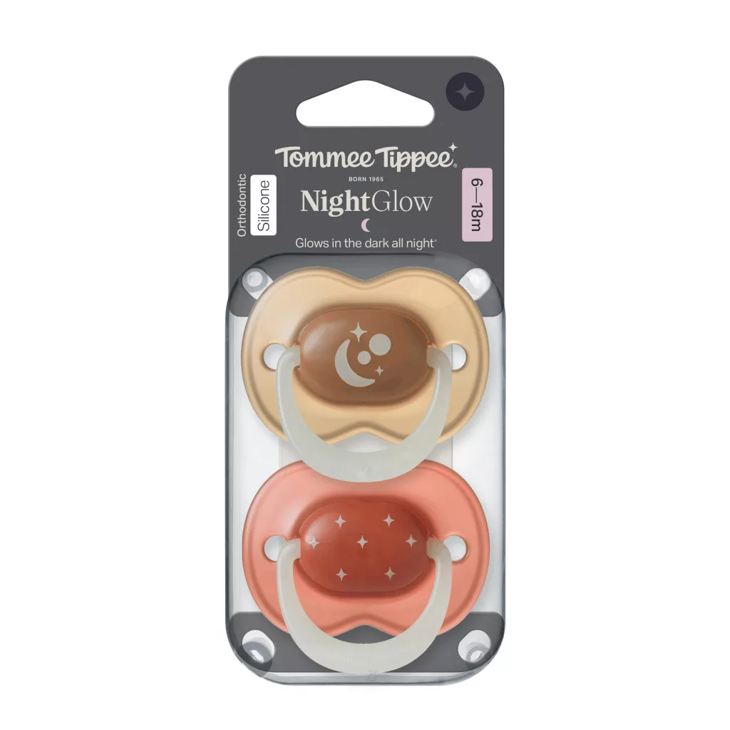 Tommee Tippee Night Glow éjszakai nyugtató cumi sterilizáló tokkal 6-18 hó 2 db