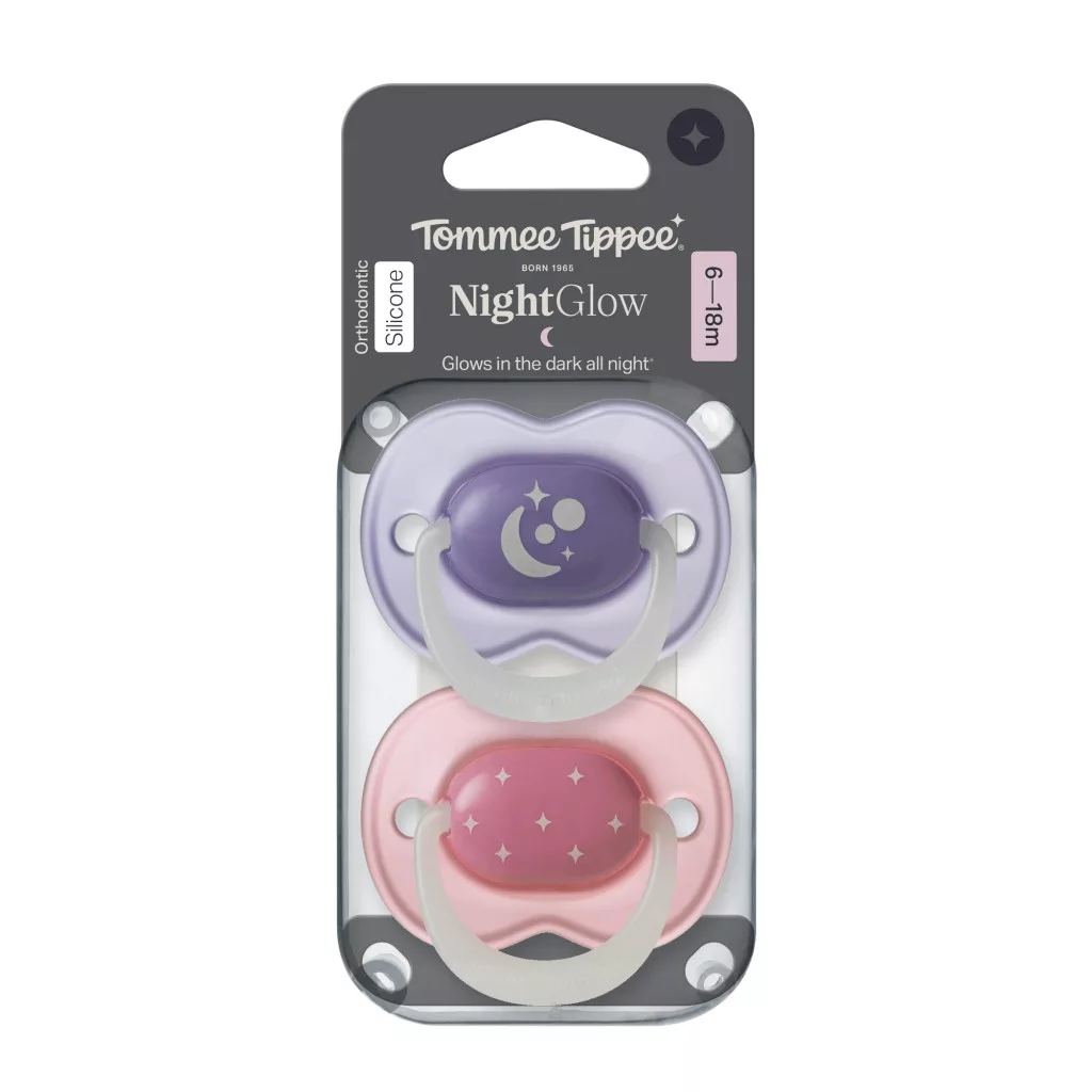 Tommee Tippee Night Glow éjszakai nyugtató cumi sterilizáló tokkal 6-18 hó 2 db