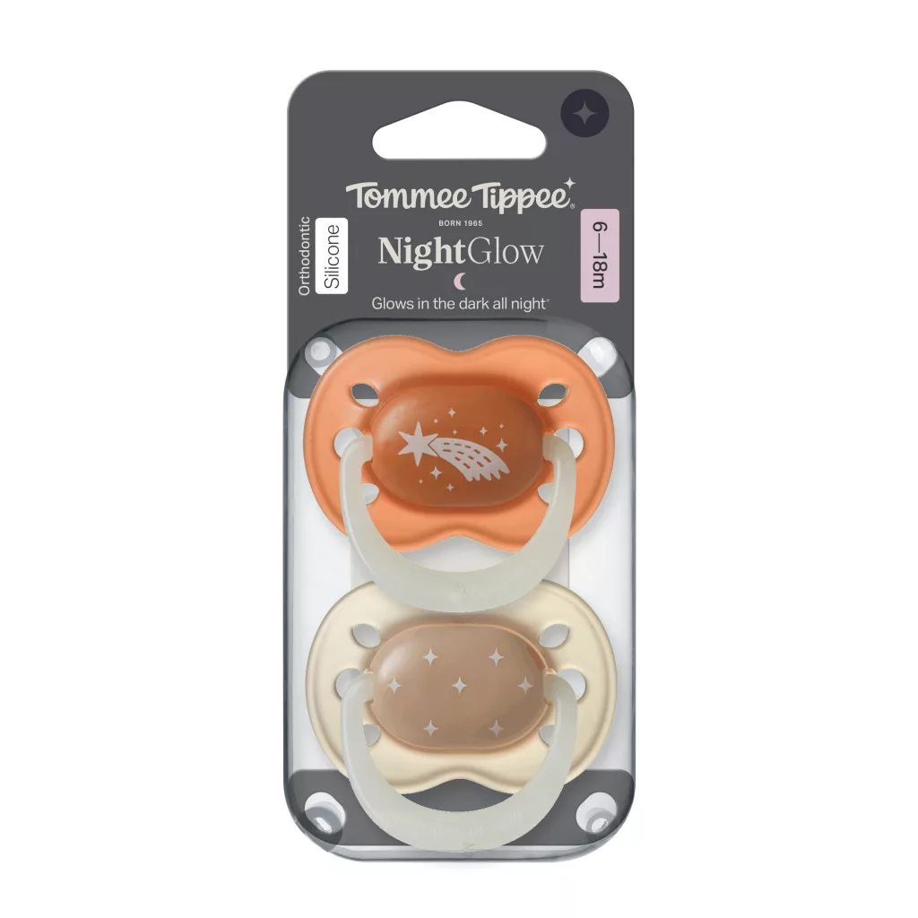 Tommee Tippee Night Glow éjszakai nyugtató cumi sterilizáló tokkal 0-6 hó 2 db